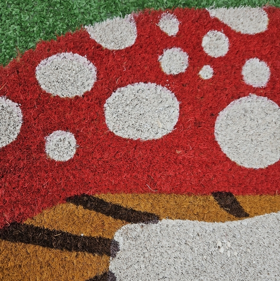 NEW Outdoor Coir Natural Fiber Red Mushroom Shaped Doormat Door Mat Rug 18"x30" - Picture 7 of 12